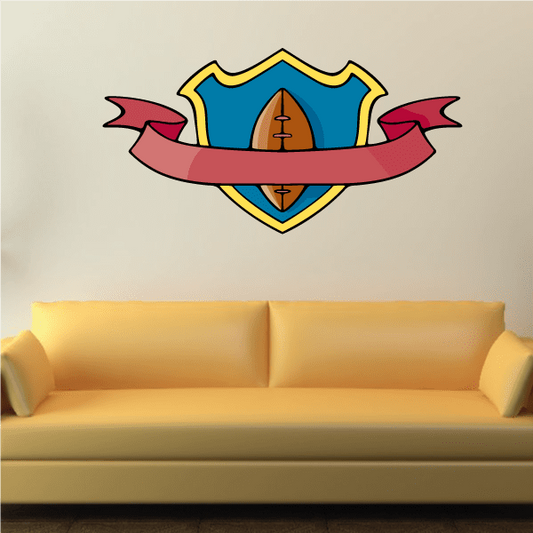 Image of Football Crest Shield Wall Decal - Vinyl Sticker - Car Sticker - Die Cut Sticker - CDSCOLOR078
