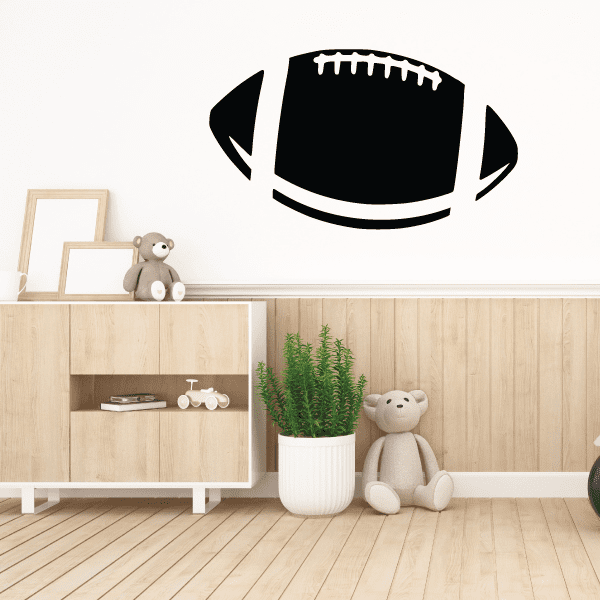 Football decal with black ball and white lacing outline