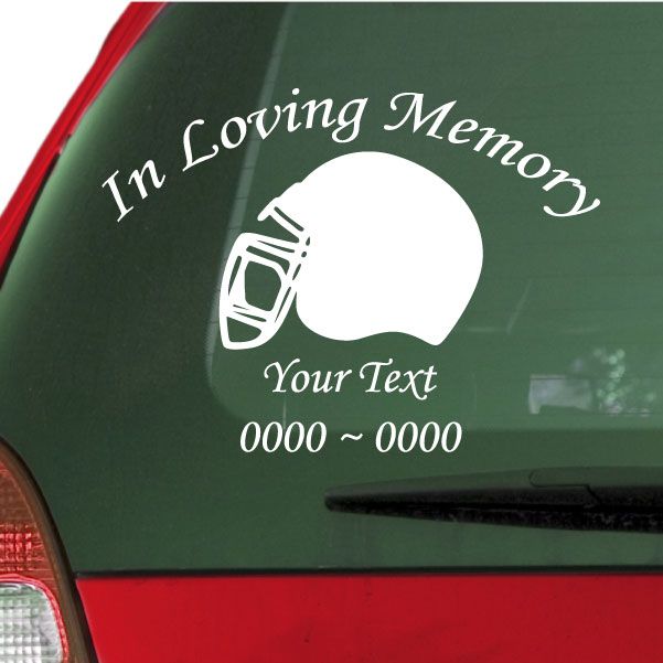 Image of Football Helmet Custom In Loving Memory Decal