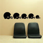 Set of black football helmet decals with face shields and chin straps