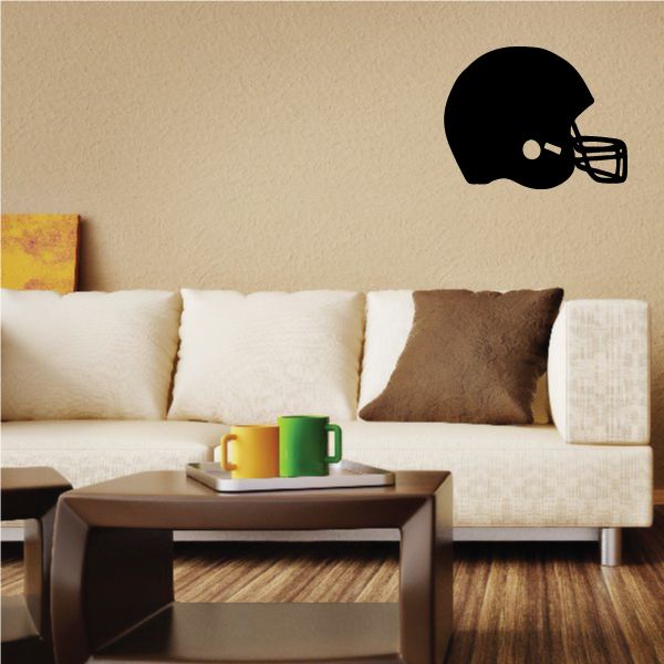 Football helmet wall decal vinyl sticker, black helmet