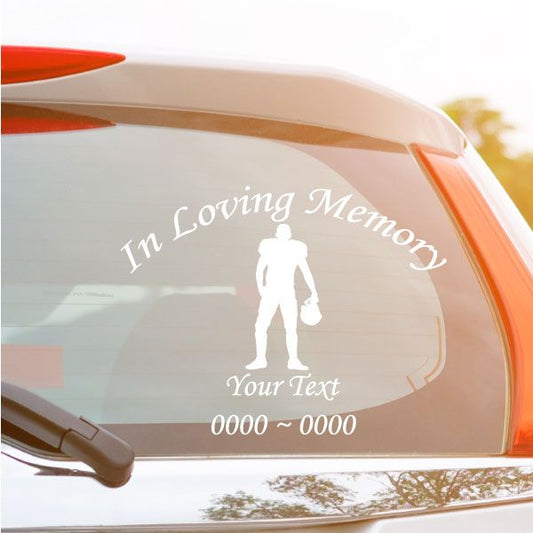 Image of Football Player Custom In Loving Memory Decal