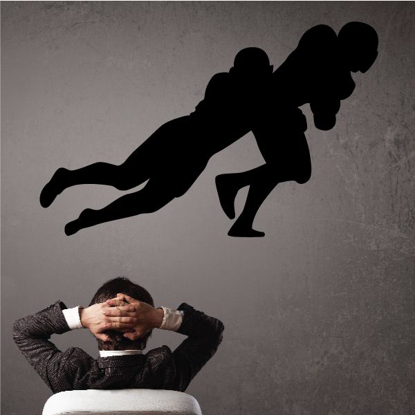 Black football player wall decal silhouette on a vinyl sticker