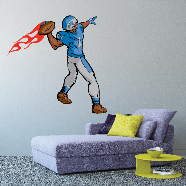 Image of Football Player Wall Decal - Vinyl Sticker - Car Sticker - Die Cut Sticker - CDSCOLOR023