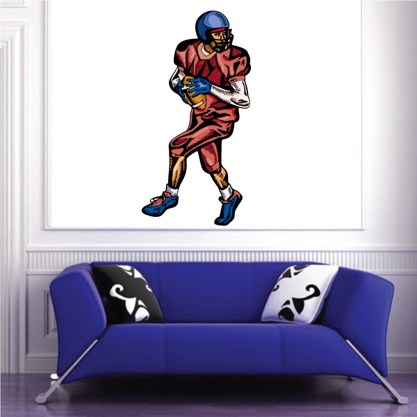 Image of Football Player Wall Decal - Vinyl Sticker - Car Sticker - Die Cut Sticker - CDSCOLOR147