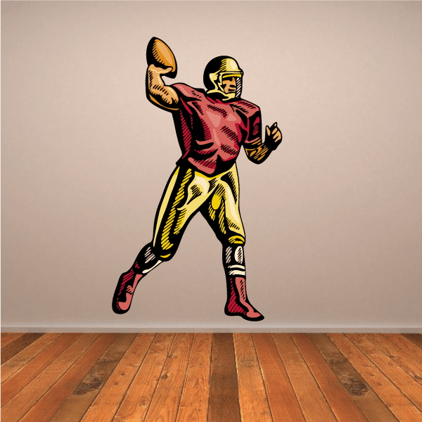 Image of Football Player Wall Decal - Vinyl Sticker - Car Sticker - Die Cut Sticker - CDSCOLOR150