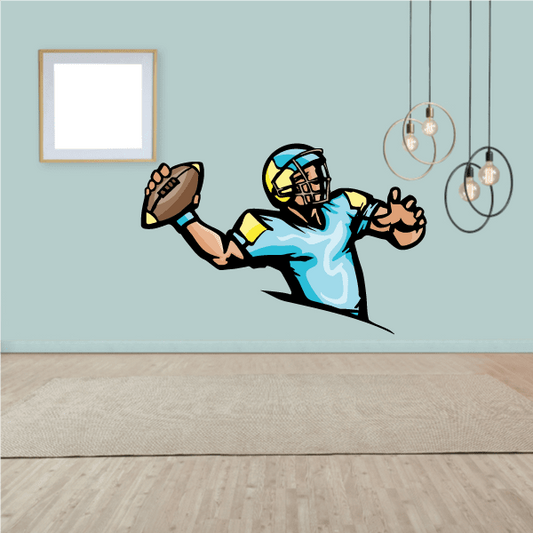 Image of Football Player Wall Decal - Vinyl Sticker - Car Sticker - Die Cut Sticker - CDSCOLOR173