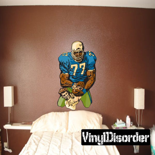 Image of Football Player Wall Decal - Vinyl Sticker - Car Sticker - Die Cut Sticker - CDSCOLOR252