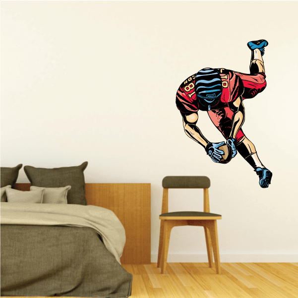 Image of Football Player Wall Decal - Vinyl Sticker - Car Sticker - Die Cut Sticker - CDSCOLOR258