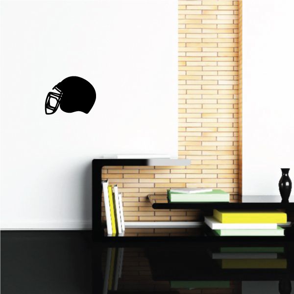 Football helmet vinyl wall decal, black