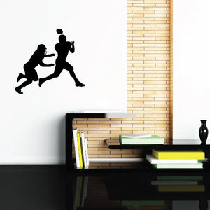 Black football wall vinyl decal with two action player silhouettes
