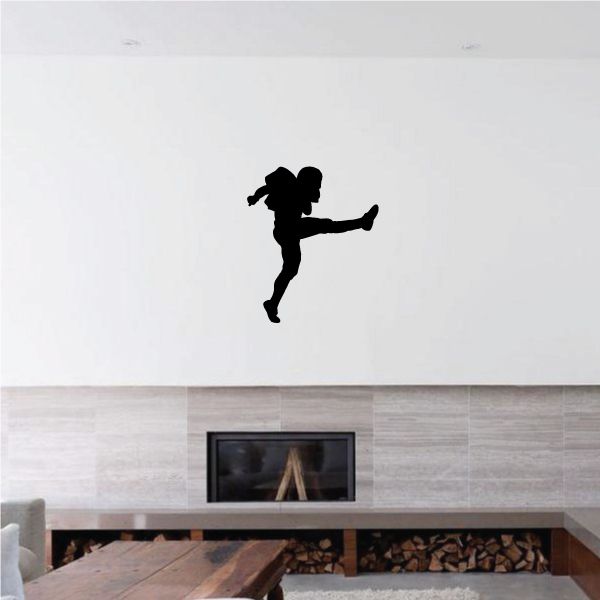 Football player wall decal, black vinyl silhouette