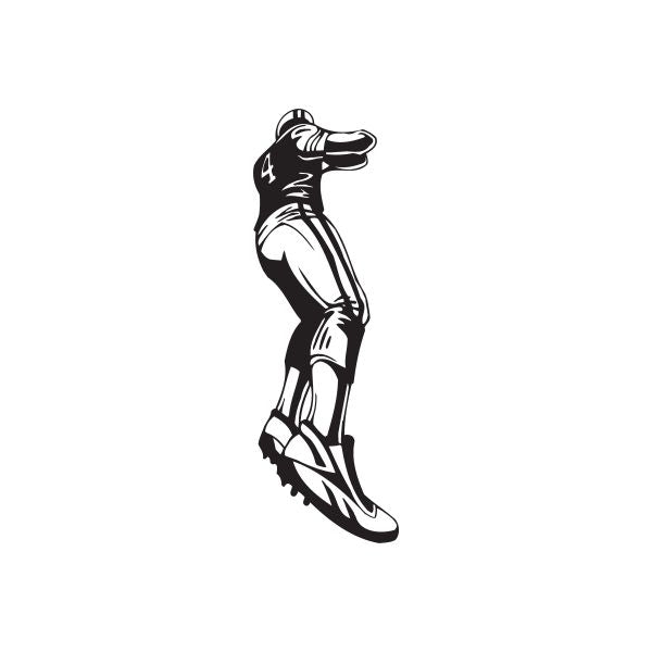 Football wall decal: black-and-white #4 running player silhouette