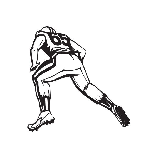 Football player wall decal, black vinyl silhouette in a running pose