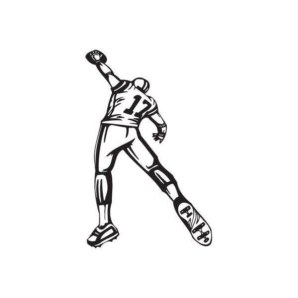 Football player wall decal, black vinyl figure with raised ball and jersey number 11