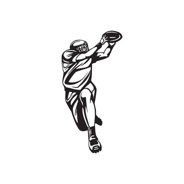 Football wall decal of black stylized football player throwing a pass