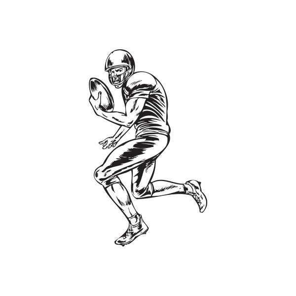 Football wall decal: black football player running with ball