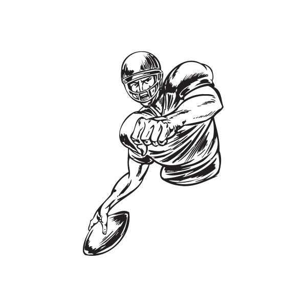 Football player wall decal, black outline of quarterback in throwing pose