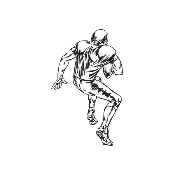 Football wall decal: black-and-white running football player graphic