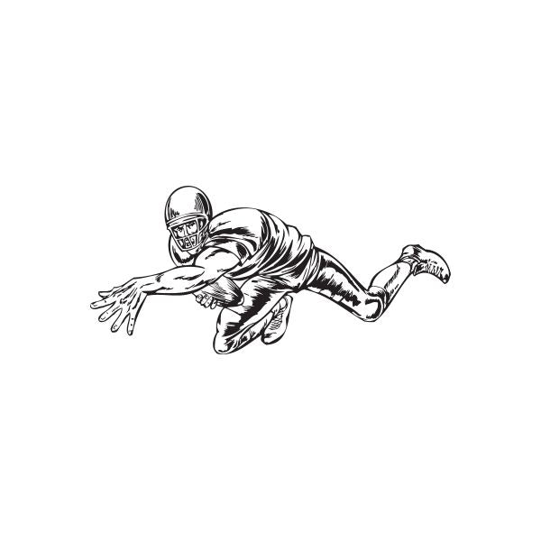 Football wall decal vinyl showing black outline of a running football player