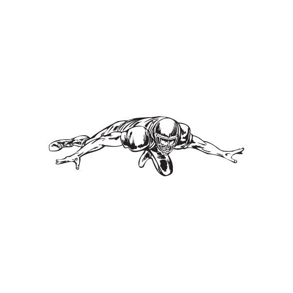 Football wall decal: black football player stretching arms, line-art outline