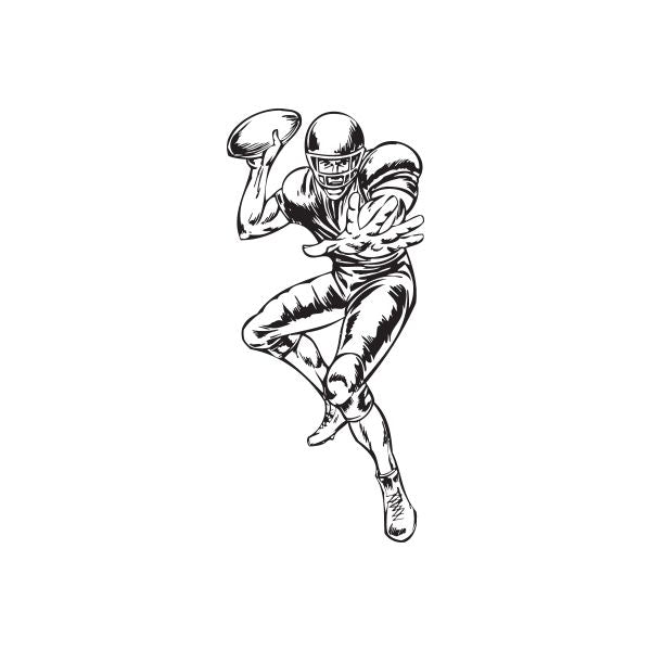 Black football player wall decal in running tackle pose