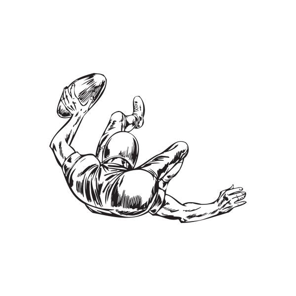 Football player wall decal, black vinyl graphic of a throwing stance
