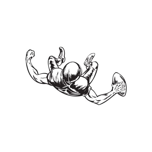 Football wall decal of a black football player silhouette diving with ball
