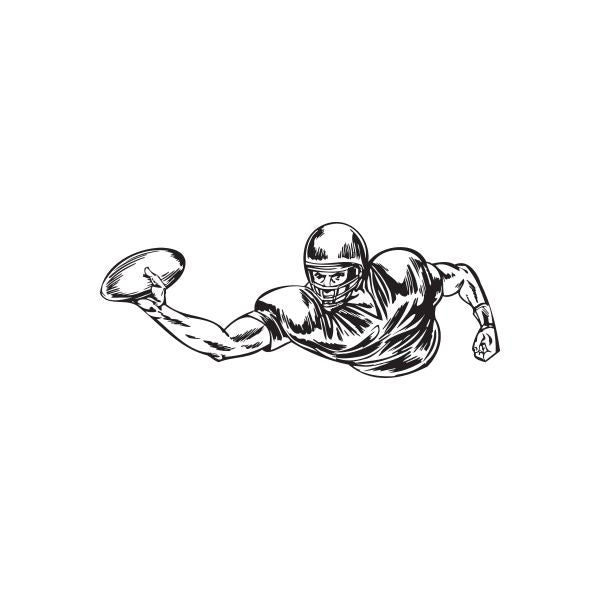 Football player wall decal: black vinyl outline of quarterback throw