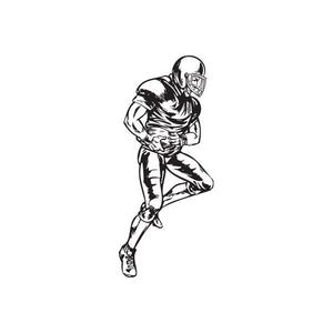 Football wall decal: black running football player with helmet and pads
