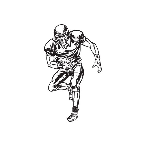 Football wall decal of a black-and-white American football player running