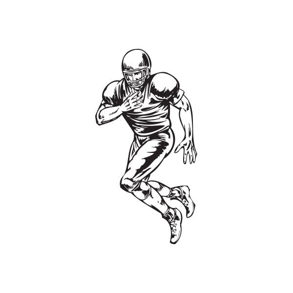 Football player wall decal in black and white running pose