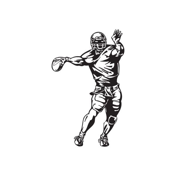 Football wall decal of a black football player running with ball