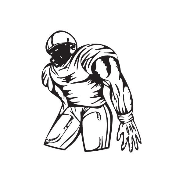 Football wall decal with black football player silhouette holding an arm out