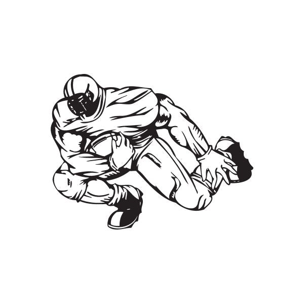 Football player wall decal, black outline design on white