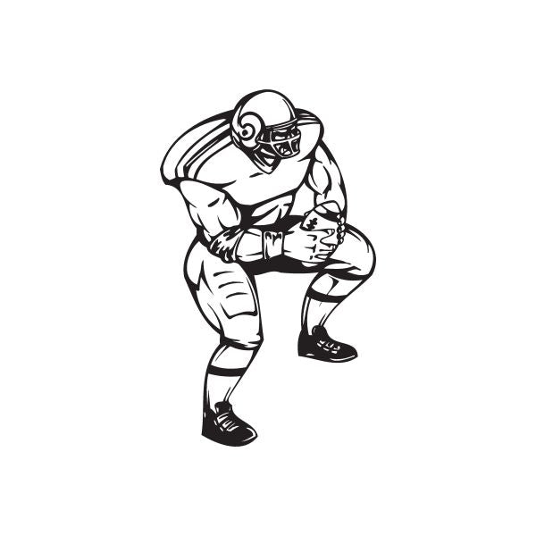Football wall decal featuring a black-and-white American football player in an action pose