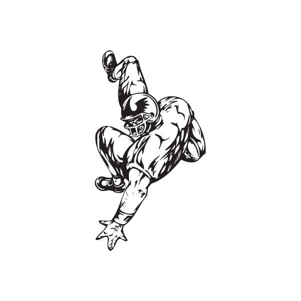 Football wall decal, monochrome running football player graphic