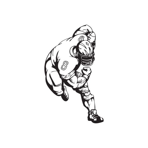 Football wall decal of a black-and-white football player in motion