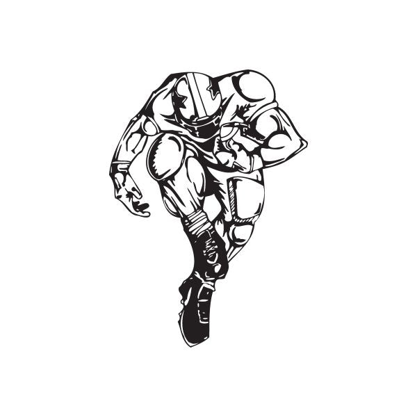 Football wall decal of black-and-white American football player silhouette