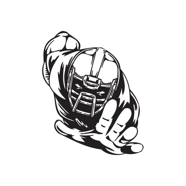 Football helmet vinyl wall decal, black outline design