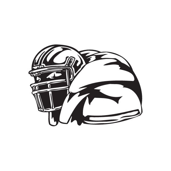Football wall decal vinyl: black and white American football helmet graphic