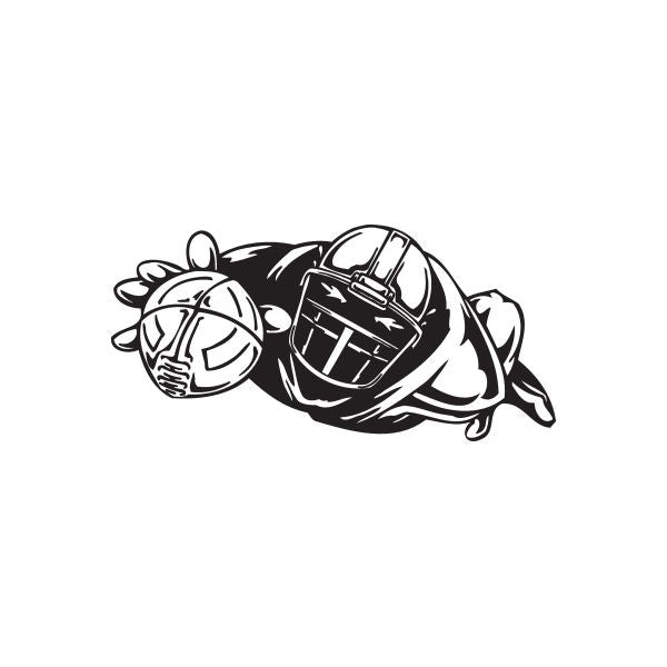 Football player wall decal, black and white helmet and running pose
