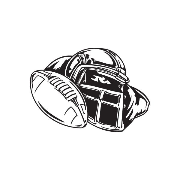 Football wall decal vinyl sticker with black and white helmet graphic