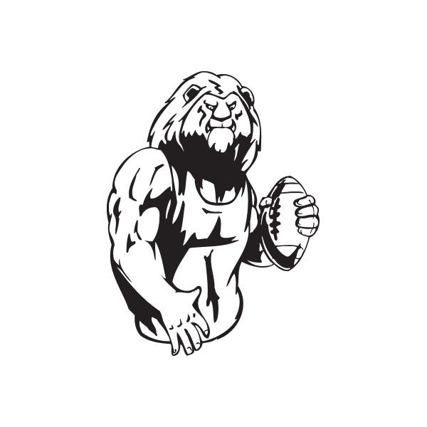 Football wall decal of a black-and-white football player holding a ball