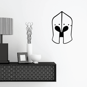 Black and white footman helmet decal with fleur-de-lis crest