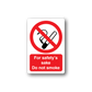 No smoking warning sticker with red circle slash and “For safety’s sake Do not smoke”
