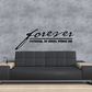 Wall decal: black cursive 'forever' with 'everlasting, for always, without end'.