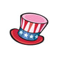 Fourth of July hat sticker: striped top hat with blue star band