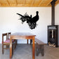 Bird and bush wall decal with black silhouette, vinyl