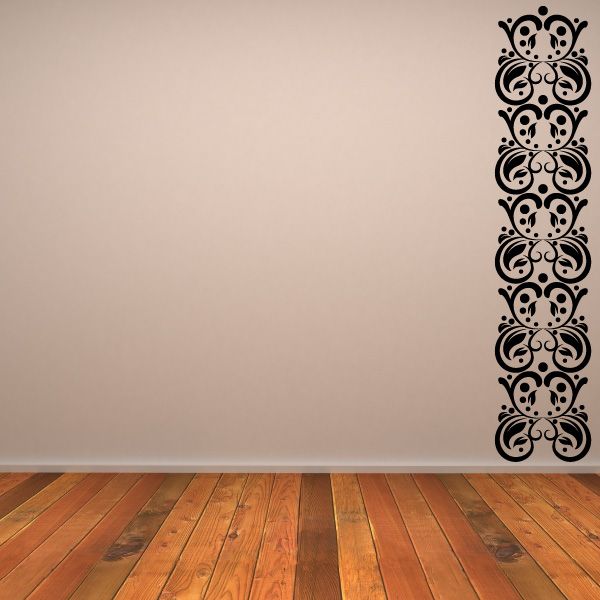 Floral frame wall decal with ornate scrollwork in dark color